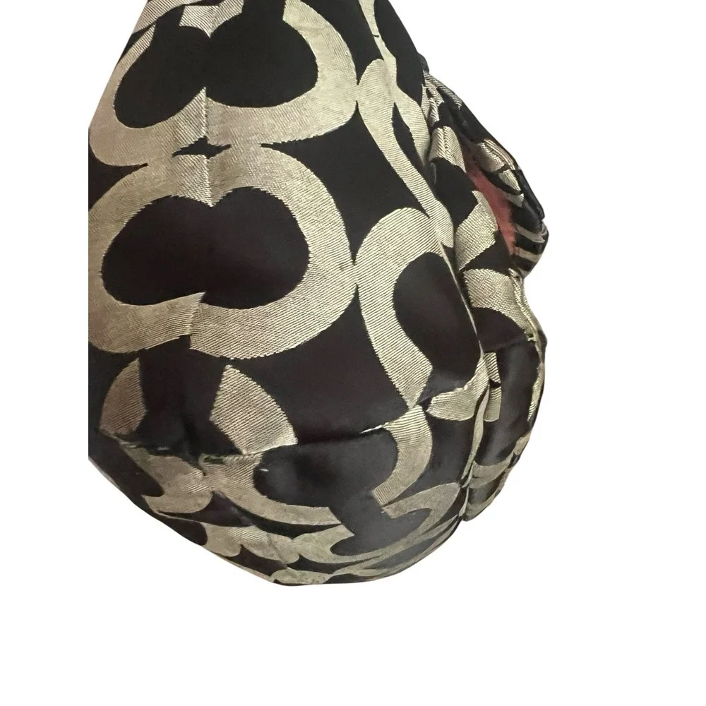 Coach Kristin Op Art Jacquard Canvas Hobo Shoulder Bag F16811 Beige Black